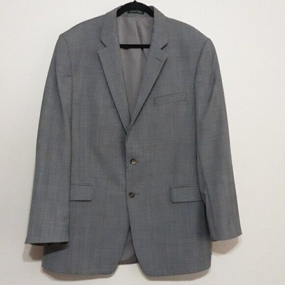 Ralph Lauren mens blazer suit plaid 100% wool Laine size 46L 2 buttons closure